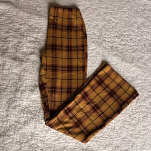 Stretch Flare Plaid Pants by UO—Yellow & Black